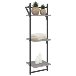 vidaXL Wandschappen 3-laags met stangen 2 st 30x25x100 cm grijs sonoma