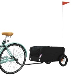 vidaXL Fietstrailer 30 kg ijzer zwart