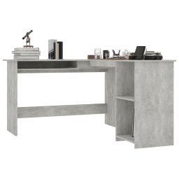 vidaXL Hoekbureau L-vormig 120x140x75 cm bewerkt hout betongrijs