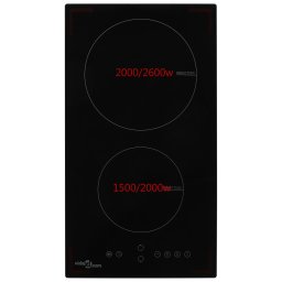 vidaXL Inductiekookplaat met 2 kookzones aanraakbediening 3500 W glas