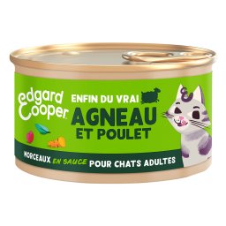 6x85g Edgard & Cooper Adult Brokken in graanvrije sauce lam, kip - Kattenvoer