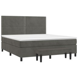 vidaXL Boxspring met matras fluweel donkergrijs 180x200 cm