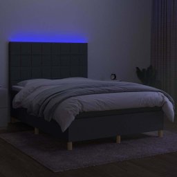 vidaXL Boxspring met matras en LED stof donkergrijs 140x200 cm
