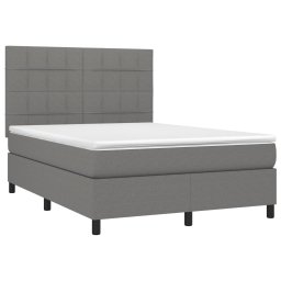 vidaXL Boxspring met matras stof donkergrijs 140x190 cm