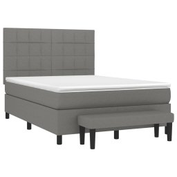 vidaXL Boxspring met matras stof donkergrijs 140x200 cm