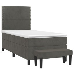 vidaXL Boxspring met matras fluweel donkergrijs 90x200 cm