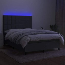 vidaXL Boxspring met matras en LED stof donkergrijs 140x200 cm
