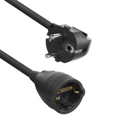 ACT AC2470 Verlengsnoer/Stekkerdoos 1 Socket | Schuko CEE 7/7 male (haaks) - Schuko CEE 7/7 female | Zwart | 10 meter