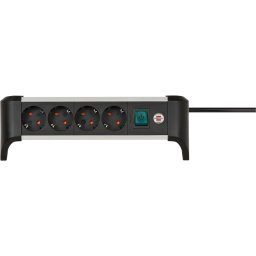 Brennenstuhl 1391040400 Alu-office-Line Stekkerdoos | 4 sockets | Zwart/Zilver | Schakelaar | 1,8 meter