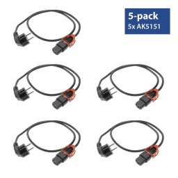 ACT AK5326 Netsnoer Schuko CEE 7/7 Male (haaks)/C13 IEC-Lock+ | Zwart | 2 meter | EL332S | 5-Pack