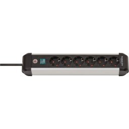 Brennenstuhl 1391030600 Alu-Line PDU | Stekkerdoos | 16A met 6x Type F Stopcontacten | Aan/uit Schakelaar | 3 meter