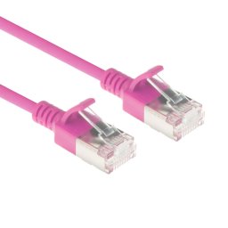 ACT DC7400 LSZH U/FTP CAT6A Datacenter Slimline Patchkabel Snagless | RJ45 Connectoren | Roze | 50 cm