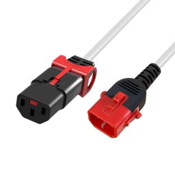 ACT AK5507 Netsnoer C13 / C14 Dual IEC LOCK | Wit | 1 meter