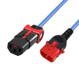 ACT AK5520 Netsnoer C13 / C14 Dual IEC LOCK | Blauw | 3 meter