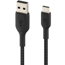 Belkin Braided BoostCharge USB-A Naar USB-C Kabel 15 Centimeter Zwart