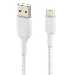 Belkin Braided BoostCharge USB-A Naar USB-C Kabel 15 Centimeter Wit