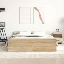 vidaXL Bedframe met hoofd- en voeteneinde sonoma eikenkleur 120x190 cm