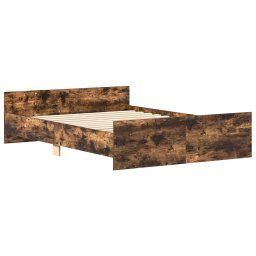 vidaXL Bedframe met hoofd- en voeteneinde gerookt eiken 135x190 cm