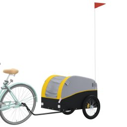 vidaXL Fietstrailer 45 kg ijzer zwart en geel
