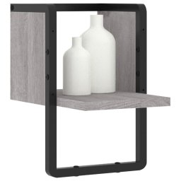 vidaXL Wandschap met stang 20x25x30 cm grijs sonoma eikenkleurig