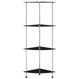vidaXL Kastje 4-laags 30x30x100 cm gehard glas zwart