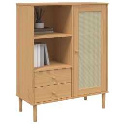 vidaXL Hoge kast SENJA rattan-look 90x40x112 cm grenenhout bruin