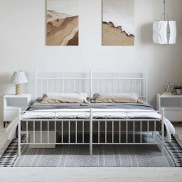 vidaXL Bedframe met hoofd- en voeteneinde metaal wit 183x213 cm