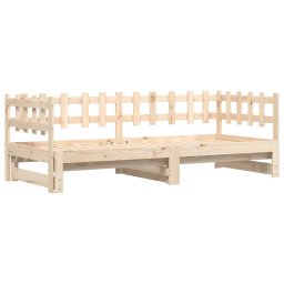 vidaXL Slaapbank uitschuifbaar 2x(80x200) cm massief grenenhout