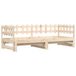 vidaXL Slaapbank uitschuifbaar massief grenenhout 2x(90x200) cm