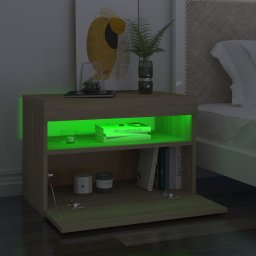 vidaXL Nachtkastje LED-verlichting 60x35x40 cm bewerkt hout sonoma eik