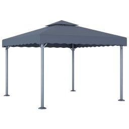 vidaXL Prieel met LED-lichtslinger 300x300 cm aluminium antracietkleur