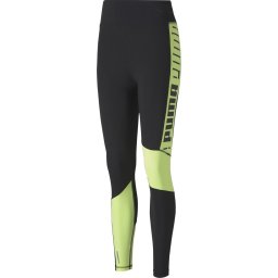 PUMA - Maat XS- Train Logo High Rise 7/8 Tight - Puma Black-Fizzy Yellow - Vrouwen