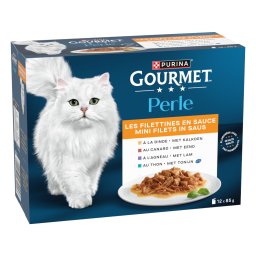 12x85g Mini Filets in Saus Gourmet Perle Kattenvoer