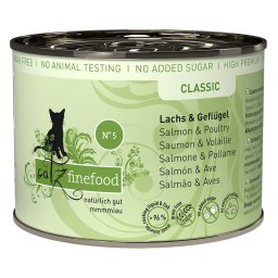 6x 200g in blik, zalm & gevogelte catz finefood kattenvoer nat