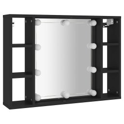 vidaXL Spiegelkast met LED-verlichting 76x15x55 cm zwart