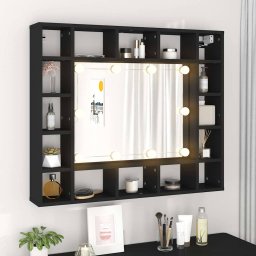 vidaXL Spiegelkast met LED-verlichting 91x15x76,5 cm zwart