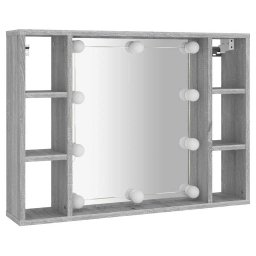 vidaXL Spiegelkast met LED-verlichting 76x15x55 cm grijs sonoma eiken