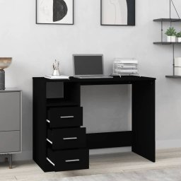 vidaXL Bureau met lades 102x50x76 cm bewerkt hout zwart