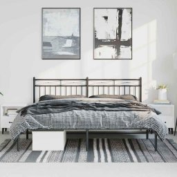 vidaXL Bedframe met hoofdbord metaal zwart 193x203 cm