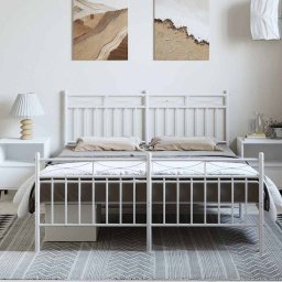 vidaXL Bedframe met hoofd- en voeteneinde metaal wit 135x190 cm