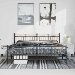 vidaXL Bedframe met hoofd- en voeteneinde metaal zwart 183x213 cm
