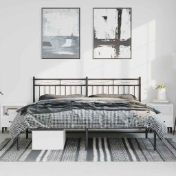 vidaXL Bedframe met hoofdbord metaal zwart 183x213 cm