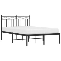 vidaXL Bedframe met hoofdbord metaal zwart 120x200 cm