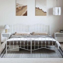 vidaXL Bedframe met hoofd- en voeteneinde metaal wit 183x213 cm