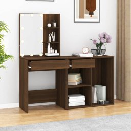 vidaXL Kaptafel met kastjes LED bewerkt hout bruin eikenkleur