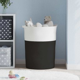 vidaXL Opbergmand Ø 49x65 cm katoen zwart en wit