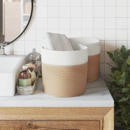 vidaXL Opbergmanden 2 st Ø 28x28 cm katoen bruin en wit