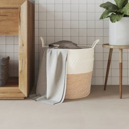 vidaXL Opbergmand Ø 43x38 cm katoen bruin en wit