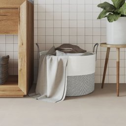 vidaXL Opbergmand Ø 51x33 cm katoen grijs en wit