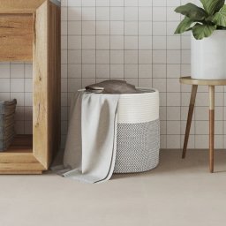vidaXL Opbergmand Ø 40x35 cm katoen grijs en wit